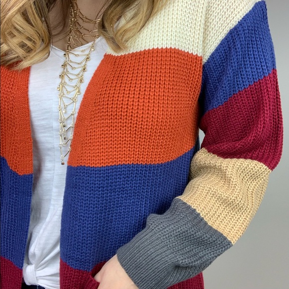 Free Spirit Bold Stripe Cardi S/M - Picture 6 of 8